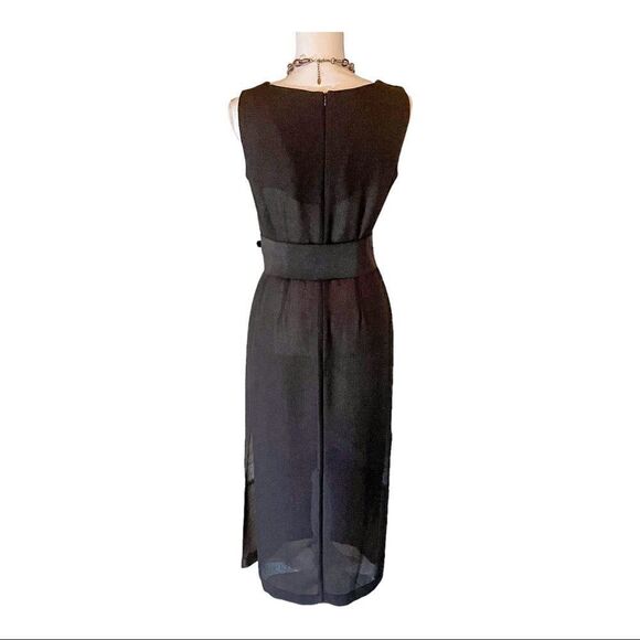 Vintage Danny & Nicole Black Two Piece Maxi Dress with Animal Print Jacket SZ 6 - Picture 4 of 16